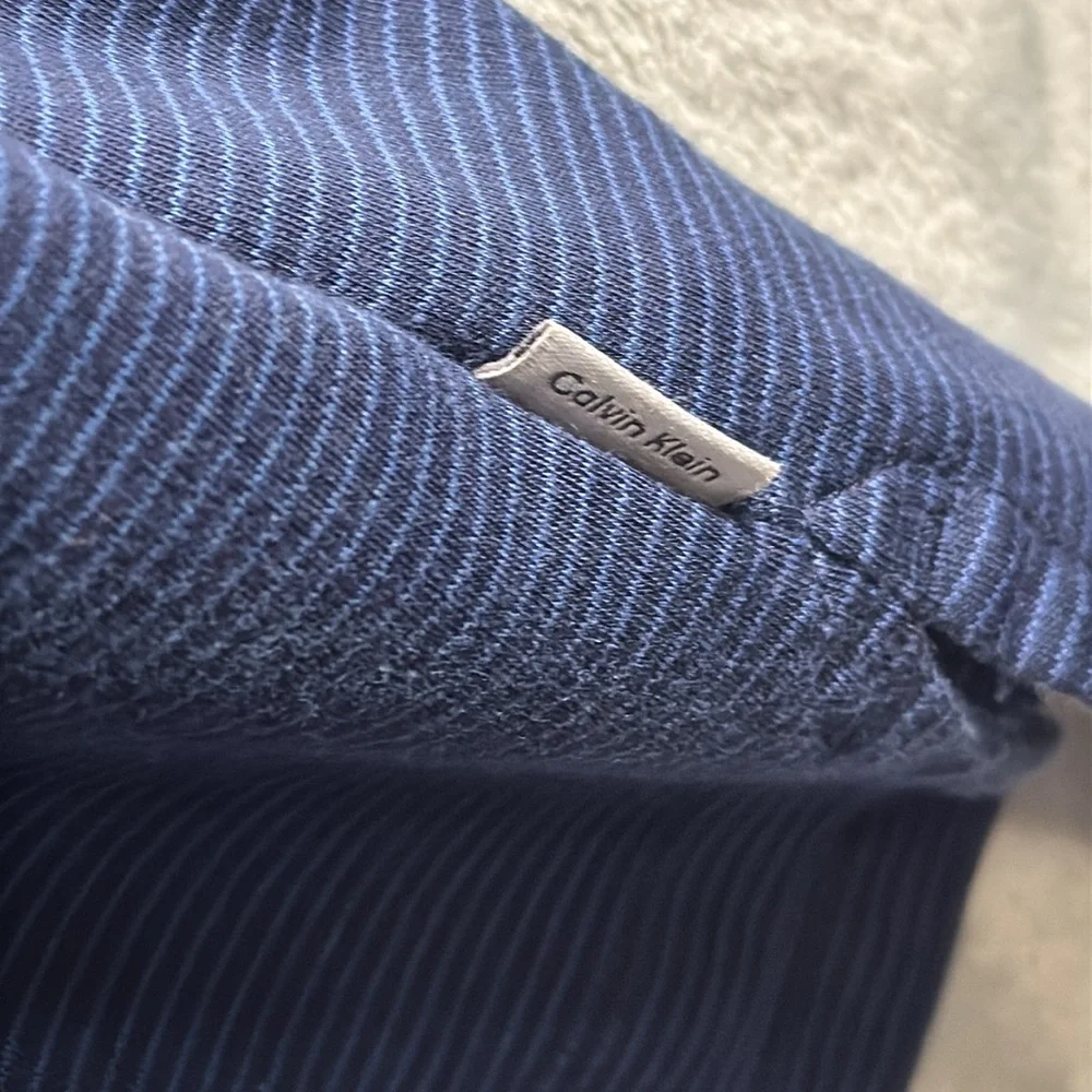 Calvin Klein Polo Shirt Men’s Navy blue XXL light stripes 100%‎ cotton